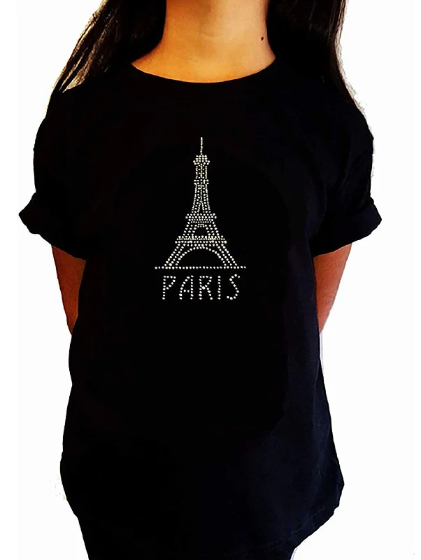 Girls Rhinestone T-Shirt " Paris Eiffel Tower " Size 3 to 14 Available