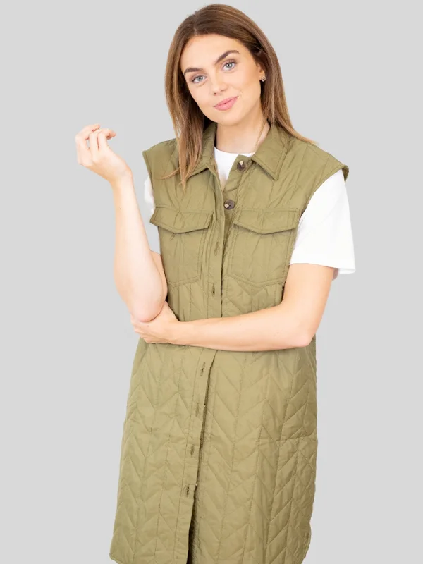 Magda Lang Quilted Vest - Lizard