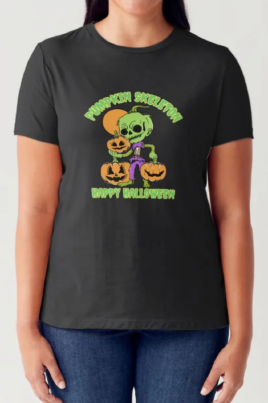 PUMPKIN SKELETON HAPPY HALLOWEEN Short Sleeve Tubular T-Shirt