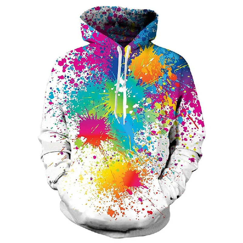 Paint Splatter White HoodieSherpa-Lined Hoodies