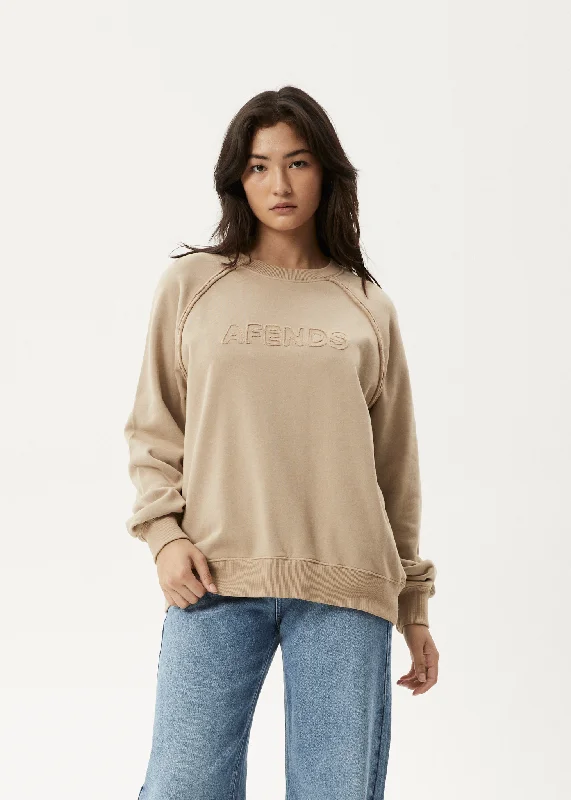 AFENDS Womens Cutback - Raglan Crewneck - TaupeStreetwear Hoodies