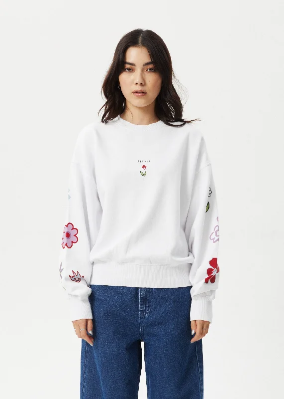 AFENDS Womens Flourish - Crew Neck - WhiteUrban Hoodies