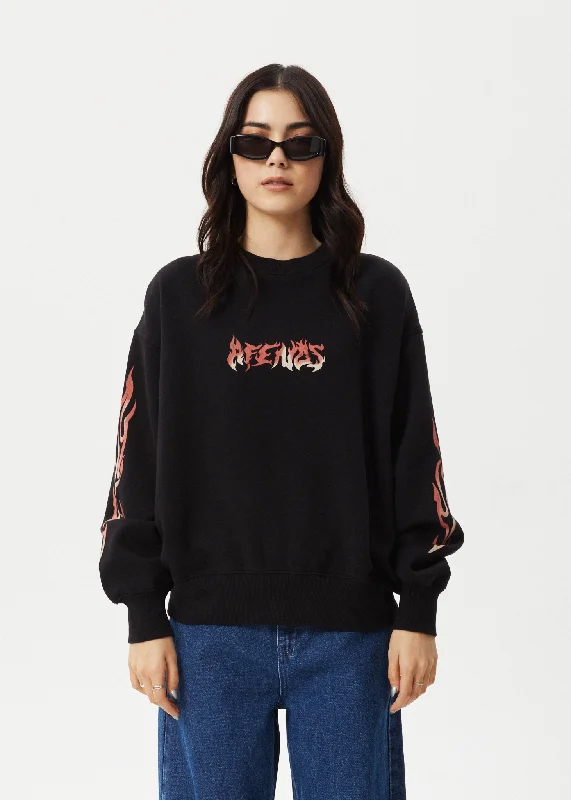 AFENDS Womens Scorched - Crew Neck - BlackPunk Sweatshirts