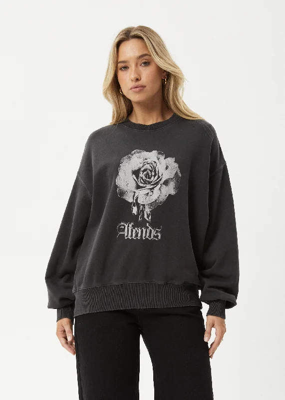 AFENDS Womens Sweet Juliet - Crew Neck - Stone BlackAthletic Hoodies