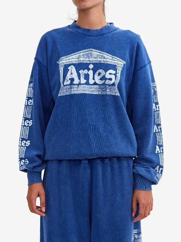 Aries Aged Ancient Column Sweatshirt - BlueCropped Sweatshirts