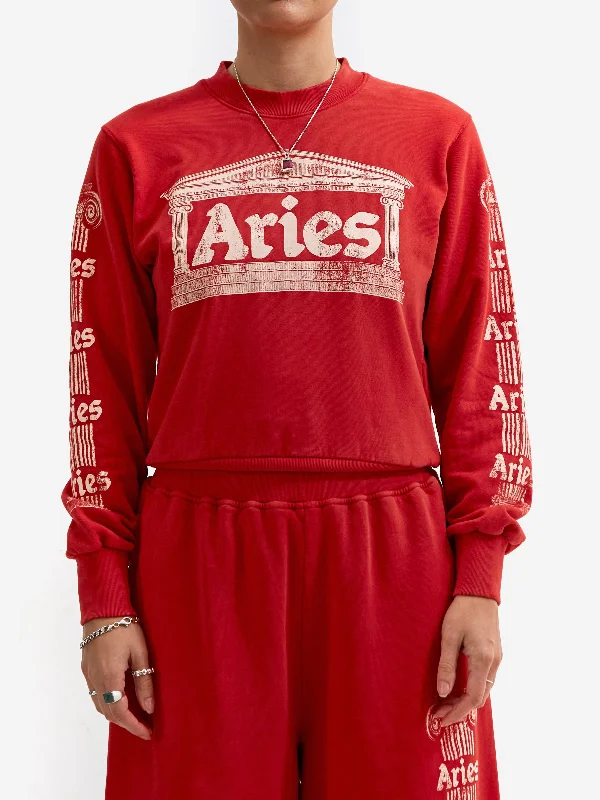 Aries Aged Ancient Column Sweatshirt W - RedMetallic Hoodies