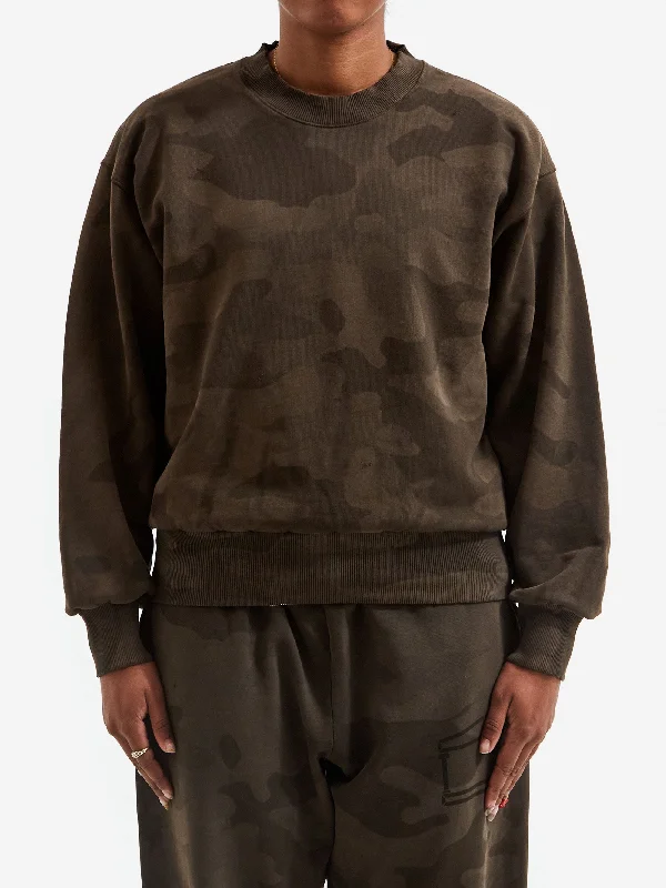 Aries Aged Camo Sweater - Dark OliveRetro Hoodies