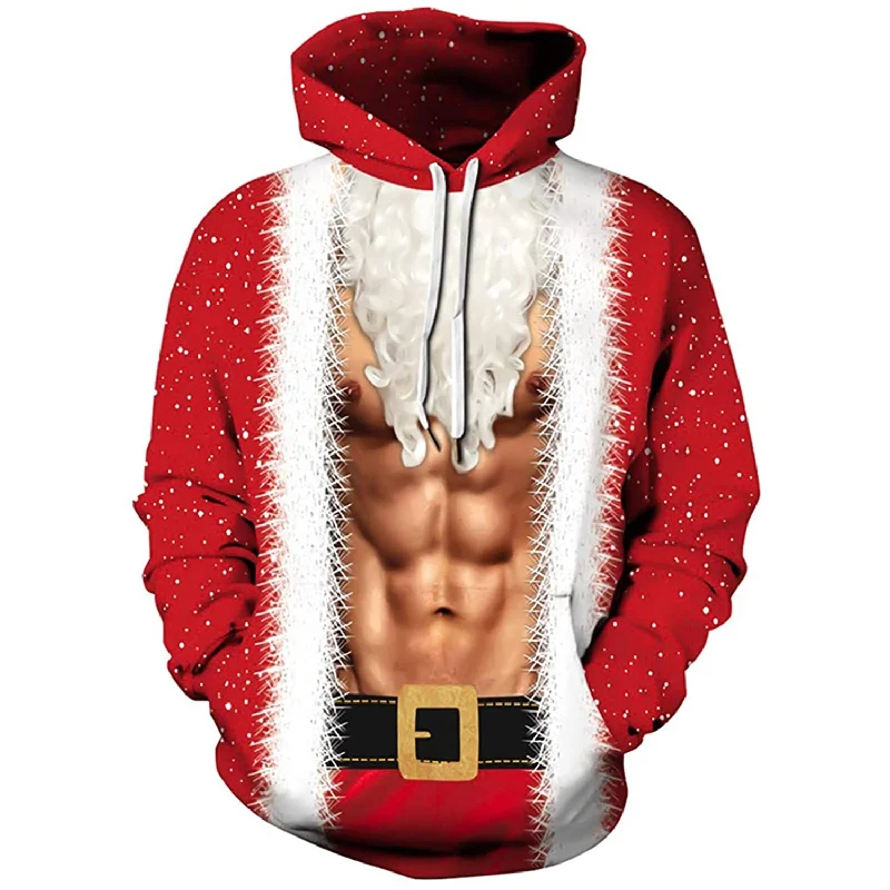 Beard Muscle Christmas Funny HoodiePullover Hoodies