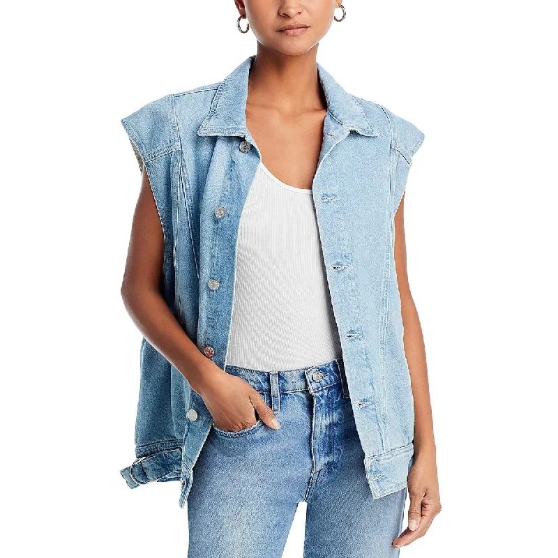 Womens Denim Buckle Denim Vest