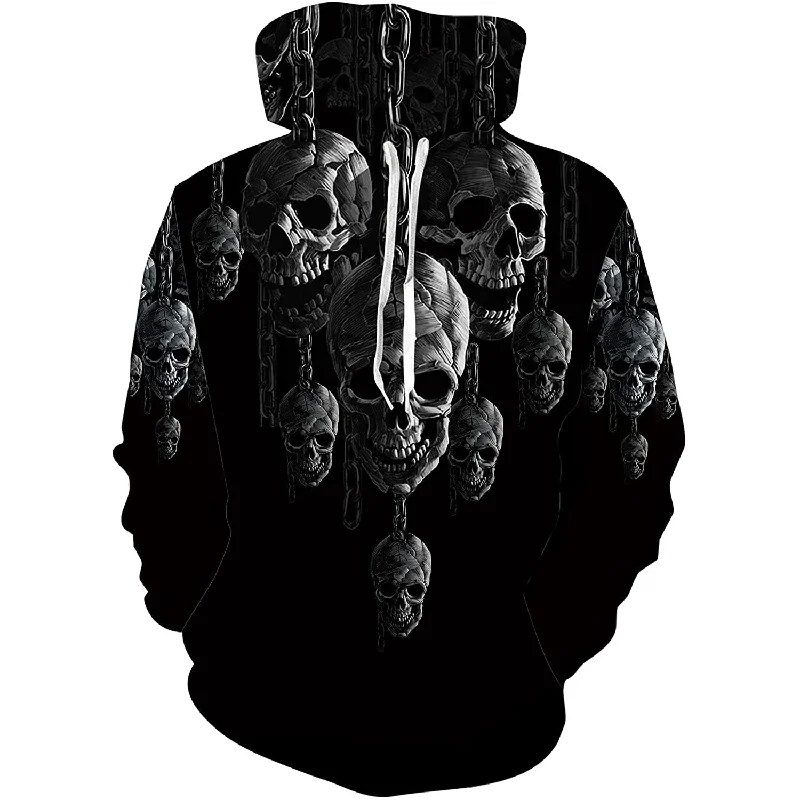 Black Chain Skull Funny HoodieFleece Sweatshirts