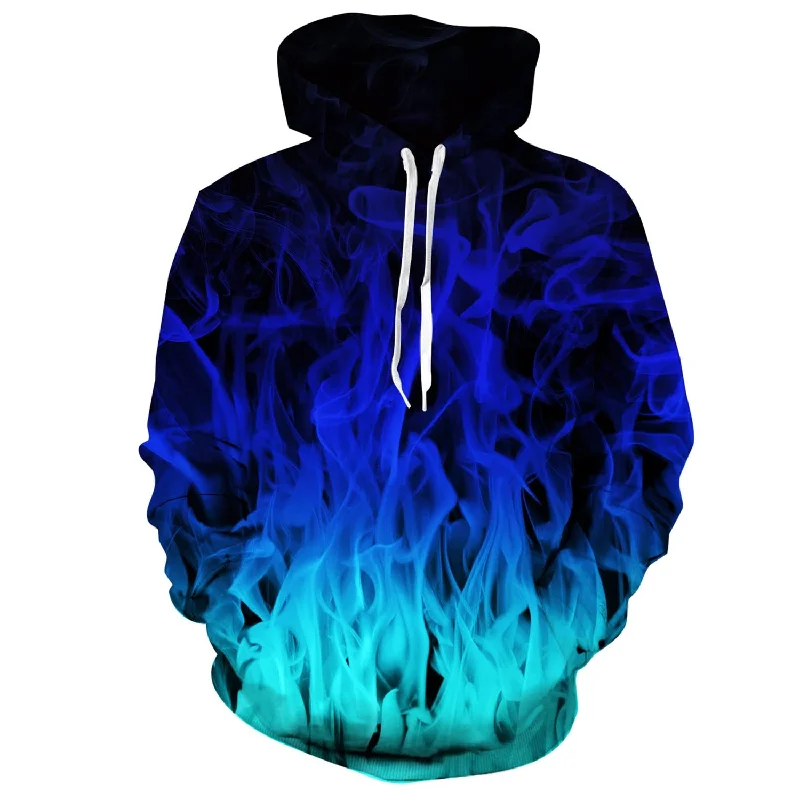 Blue Fire Flame Funny HoodiePolyester Hoodies