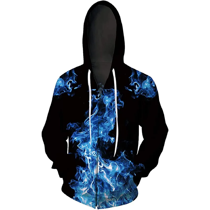 Blue Flame Zip Up HoodieRecycled Fabric Hoodies