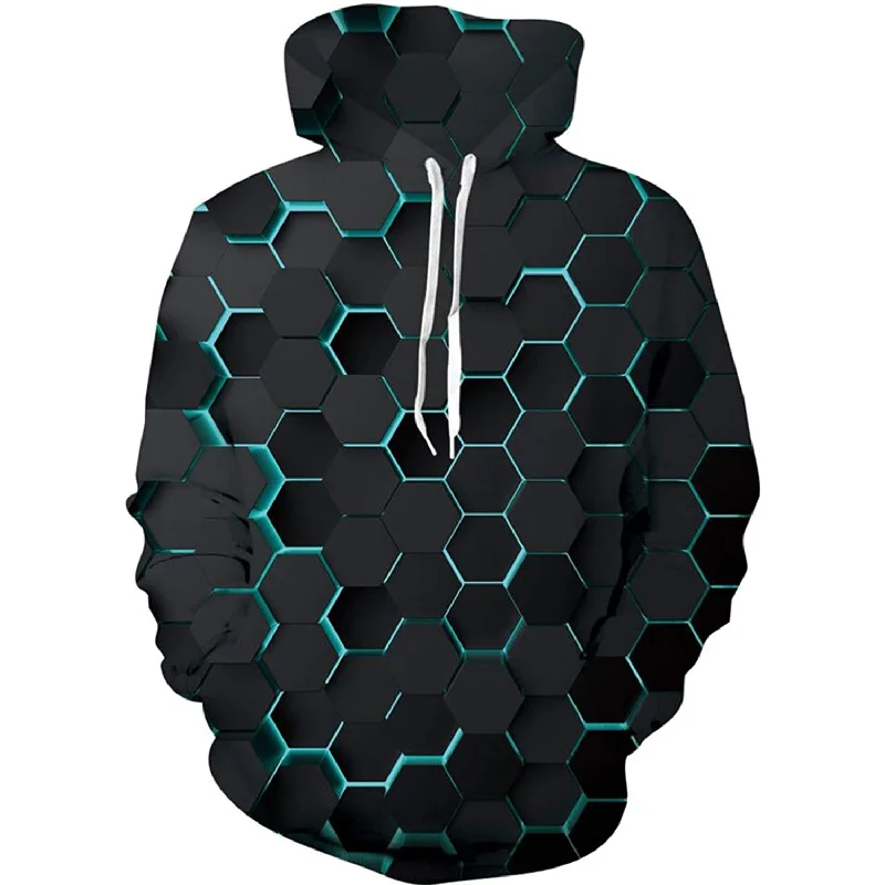 Blue Honeycomb Funny HoodieCotton Hoodies