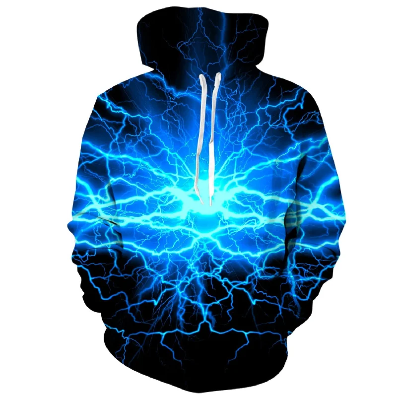 Blue Lighting Funny HoodieRecycled Fabric Hoodies