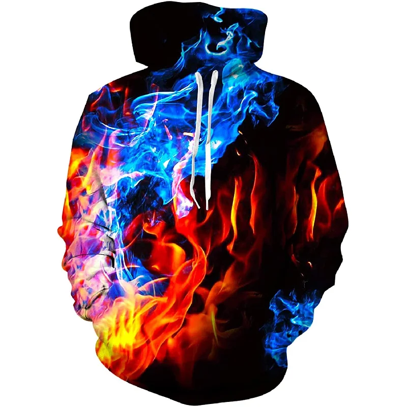 Blue & Red Flame Funny HoodiePerformance Hoodies