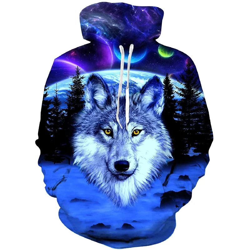 Blue Universe Wolf Funny HoodieBranded Sweatshirts