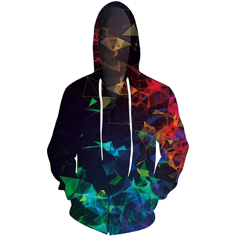 Colorful Diamond Zip Up HoodiePlush Hoodies