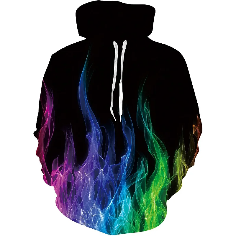 Colorful Flame Funny HoodieMinimalist Sweatshirts