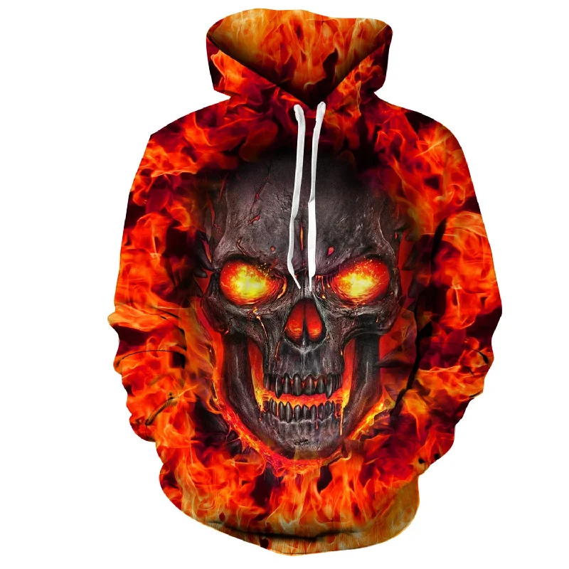 Fire Skull Funny HoodiePainted Hoodies