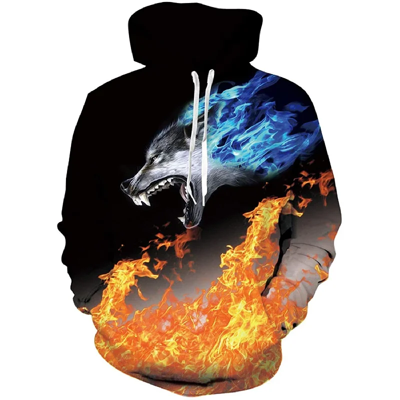 Fire Wolf Funny HoodieSki Sweatshirts