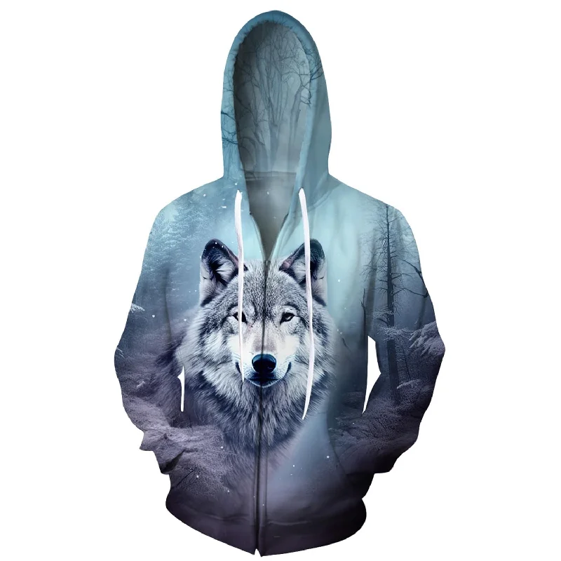 Forest Wolf Funny Zip Up HoodieBranded Sweatshirts