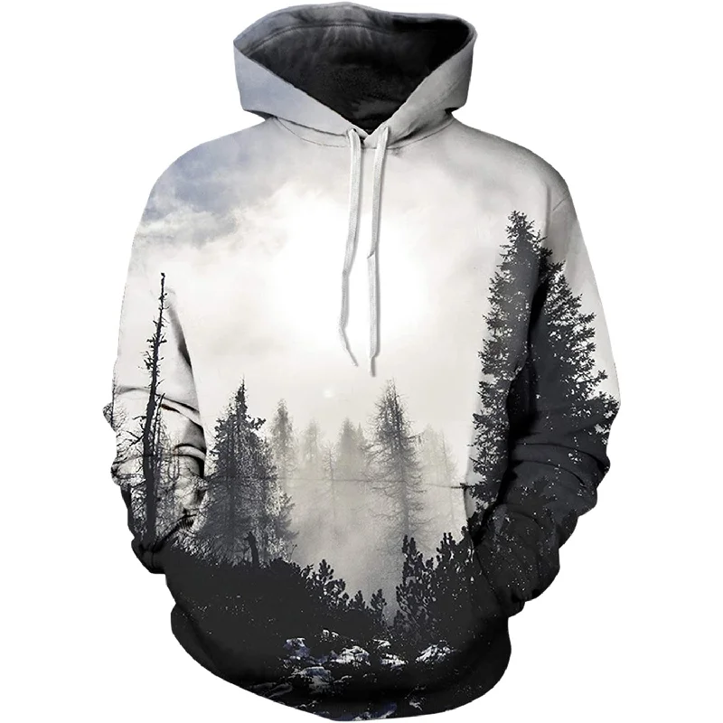 Gray Forest Funny HoodieEmbellished Sweatshirts