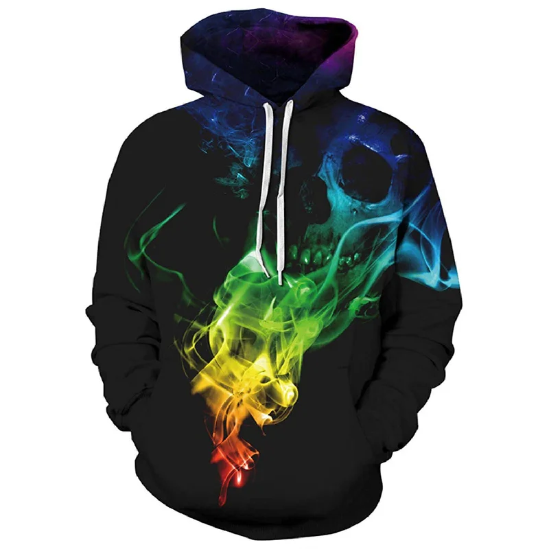 Green Fire Skull HoodieMesh-Lined Hoodies