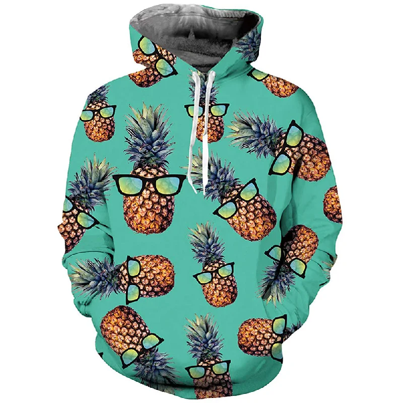 Green Sunglasses Pineapple HoodieMesh-Lined Hoodies