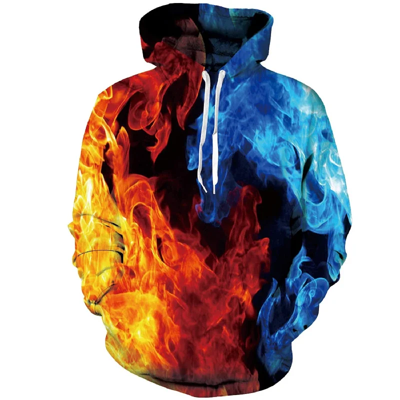 Ice & Fire Smoke Funny HoodieAsymmetrical Hoodies