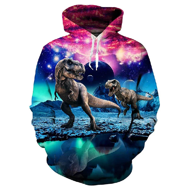 Galaxy Dinosaur Funny HoodieRuffled Sweatshirts