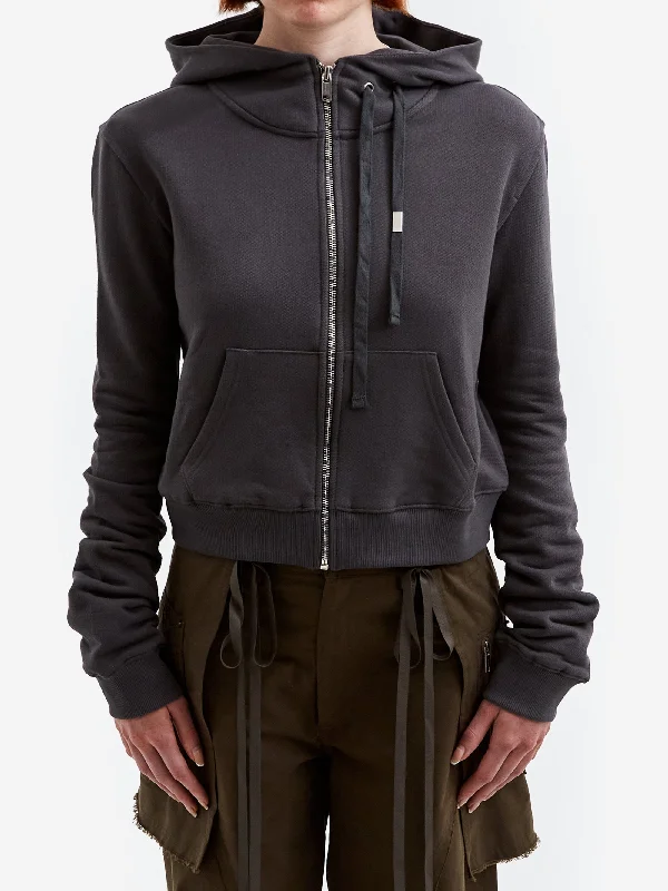 NACHE Cropped Zip Up Hoodie - CharcoalStreetwear Hoodies