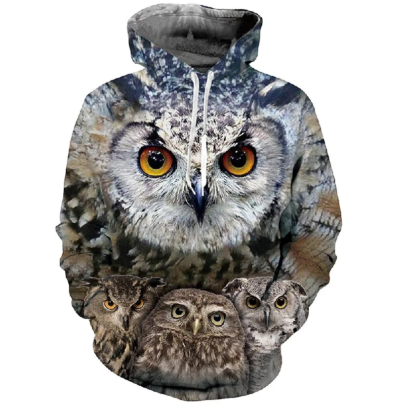 Owl HoodieKangaroo Pocket Sweatshirts