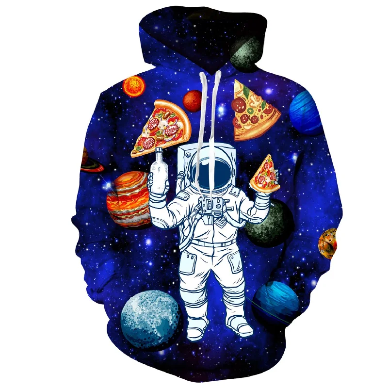 Pizza Space Astronaut Funny HoodieCollege Sweatshirts