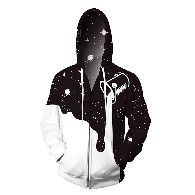 Pouring Milk Zip Up HoodieLongline Hoodies