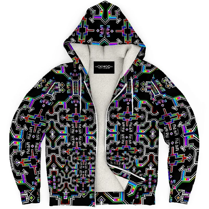 Prismatic Grid Micro Fleece HoodieSheer Hoodies