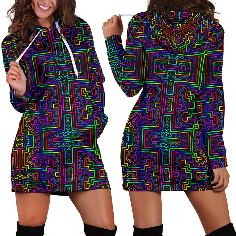 Prismatic Overlay Women's Hoodie DressPocketed Hoodies