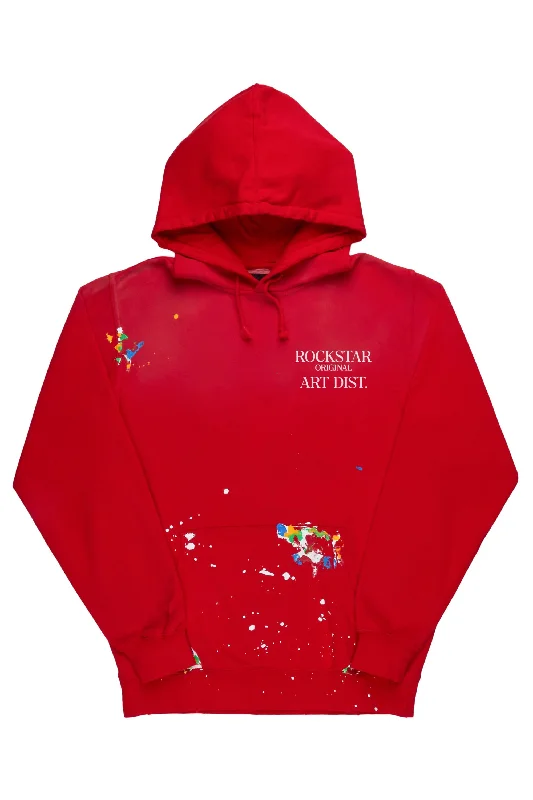 Large women's wrinkle-free topsMake It Rain Red Oversized Hoodie