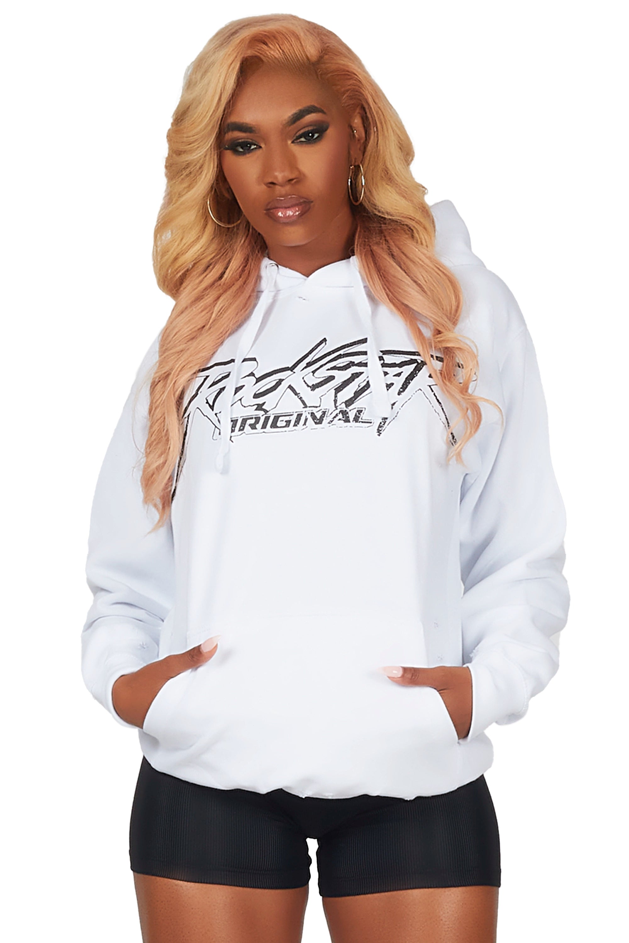 Large women's warm topsRaishas White Oversized Hoodie