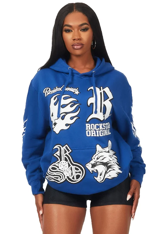 Plus size women's ruffle topsDaralynne Royal Blue Oversized Hoodie