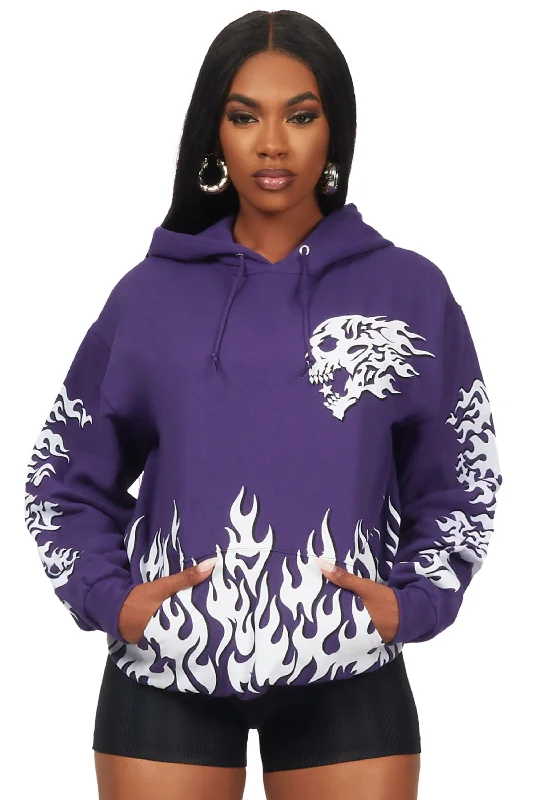 Plus size women's lace topsCordajah Purple Oversized Hoodie