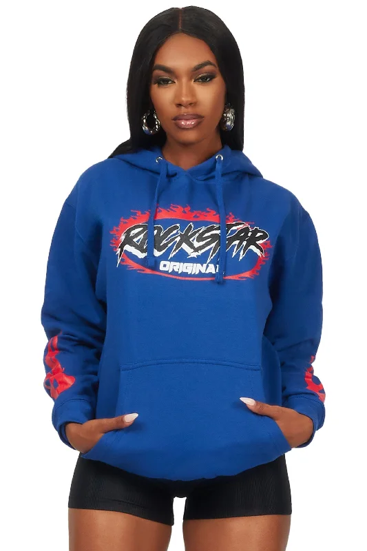 Women's dating topsAviana Royal Blue Oversized Hoodie