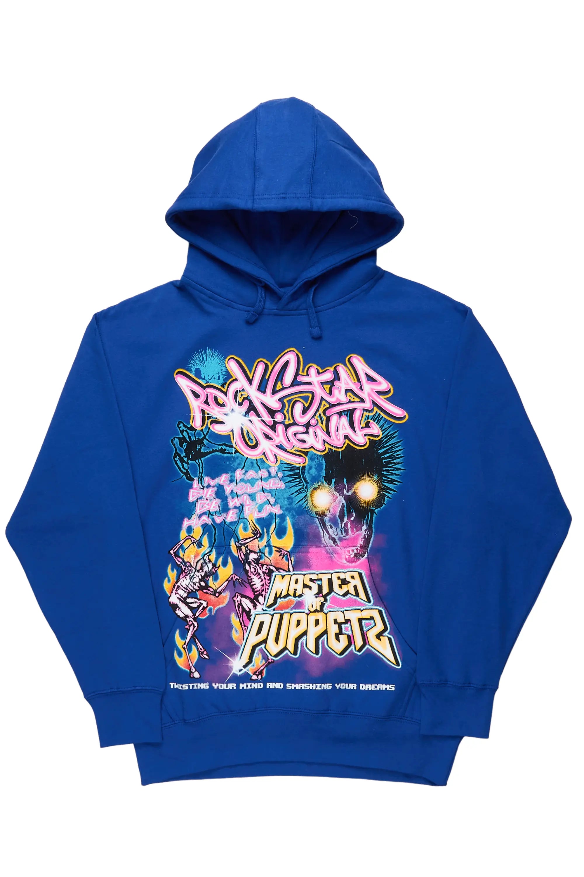 Large women's zipper topsPuppet Royal Blue Oversized Hoodie