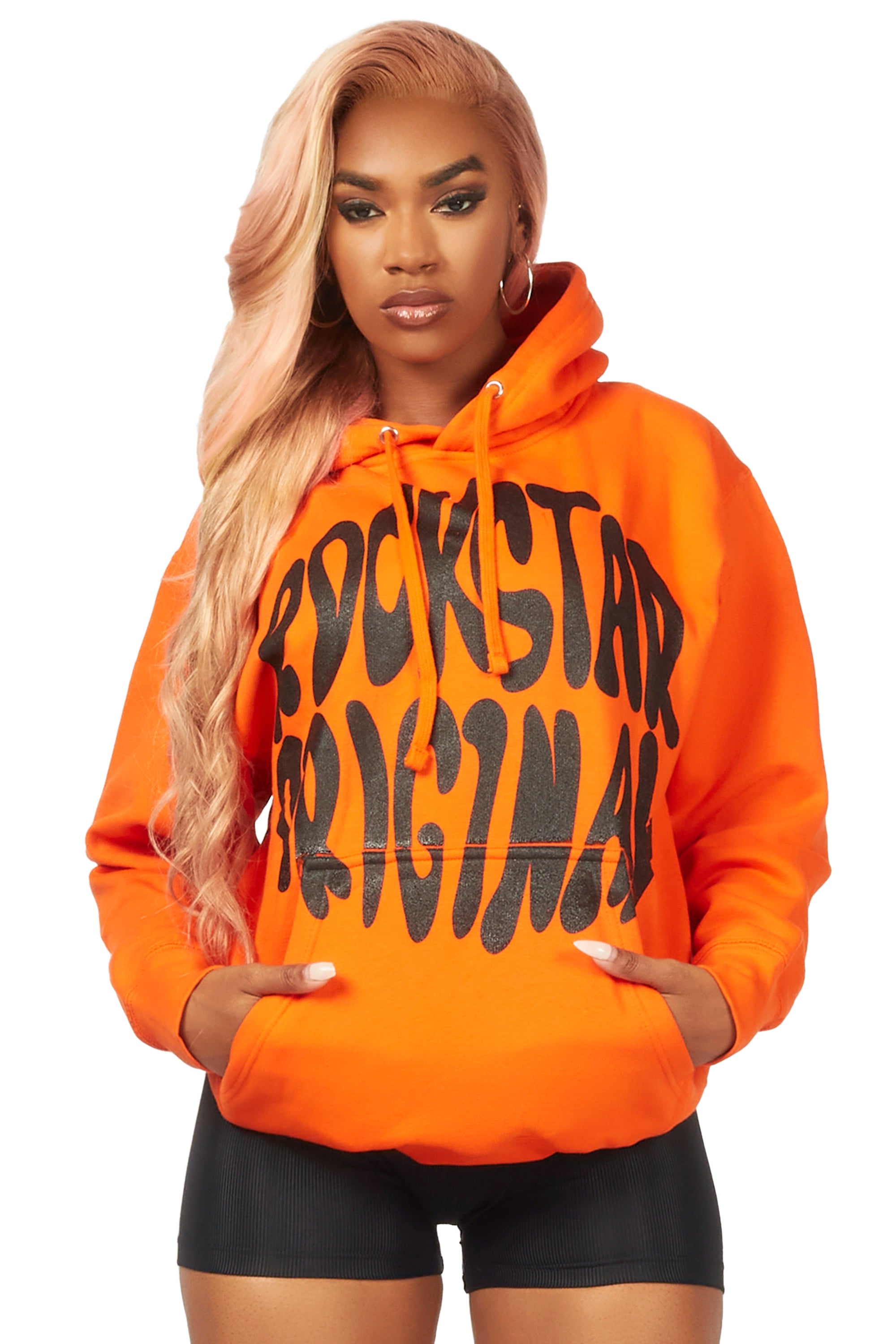 Plus size women's cotton topsMaynor Orange Oversized Hoodie