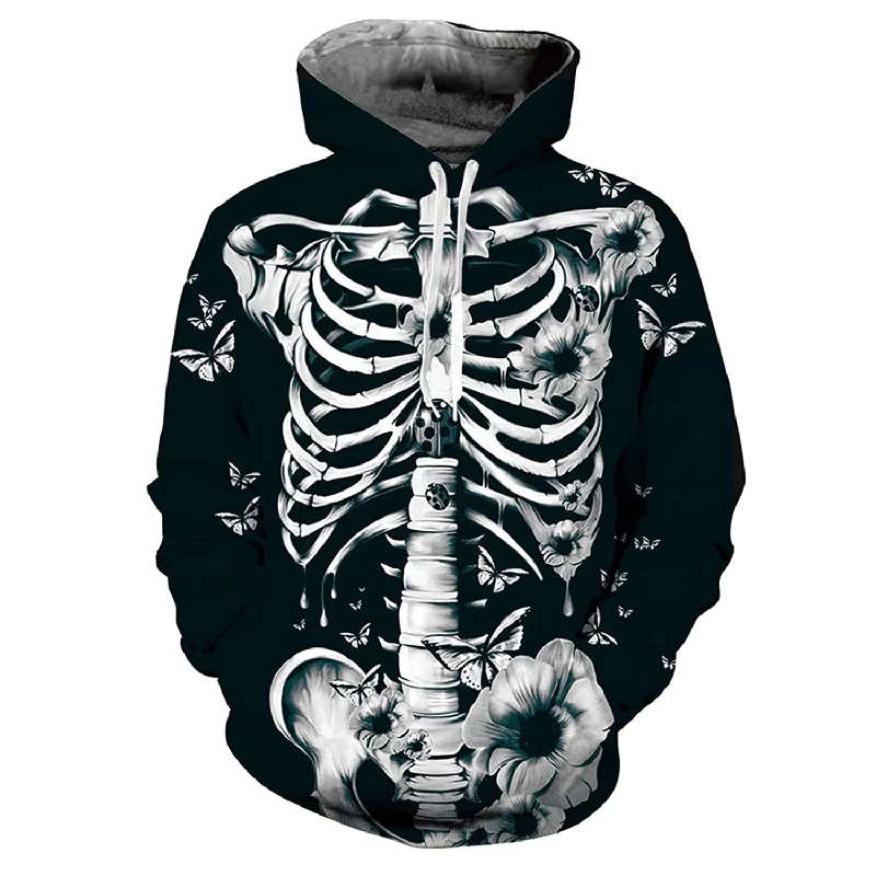 Skeleton Flowers Halloween HoodieEmbroidered Sweatshirts