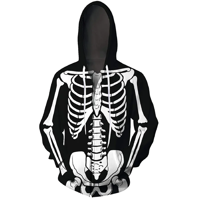 Skeleton Funny Zip Up HoodieLongline Hoodies