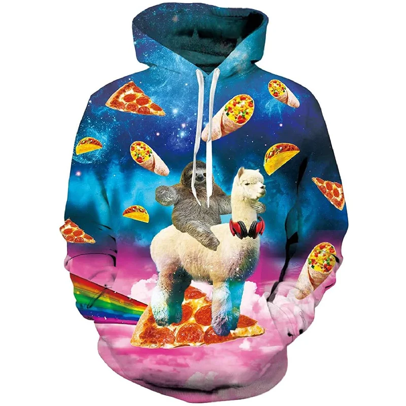 Sloth Riding Llama Funny HoodieFitted Sweatshirts