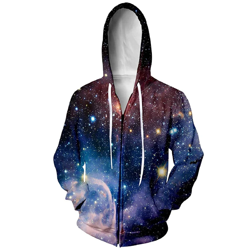 Space Galaxy Zip Up HoodieButton-Up Sweatshirts