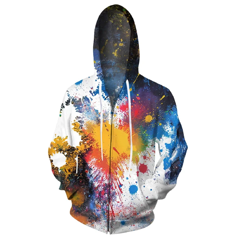 Splash Splatter Funny Zip Up HoodiePunk Sweatshirts