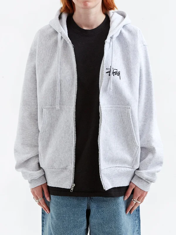 Stussy Basic Zip Hoodie - Ash HeatherStriped Sweatshirts