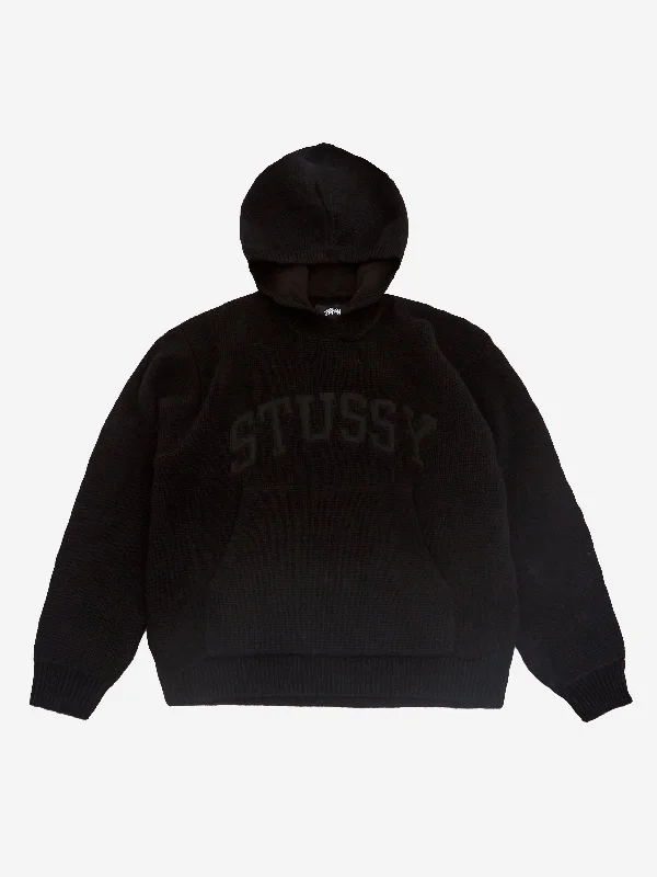 Stussy Felt Patch Knit Hood - BlackYoga Sweatshirts